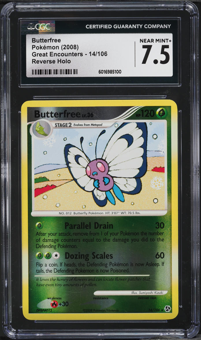2008 Pokemon DP Great Encounters Reverse Holo Butterfree #14 CGC 7.5 NRMT+