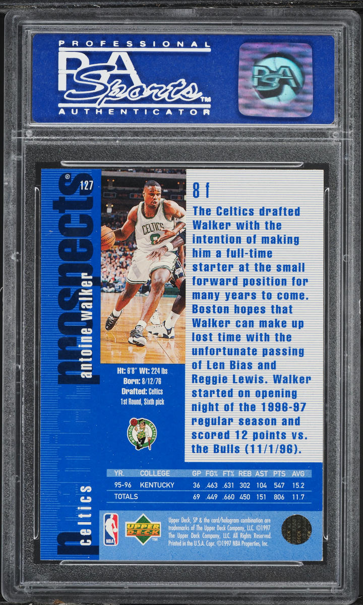 1996 SP Basketball Antonie Walker ROOKIE #134 PSA 9 MINT
