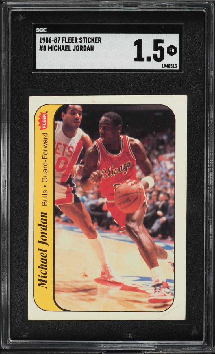 1986 Fleer Sticker Michael Jordan ROOKIE #8 SGC 1.5 FR
