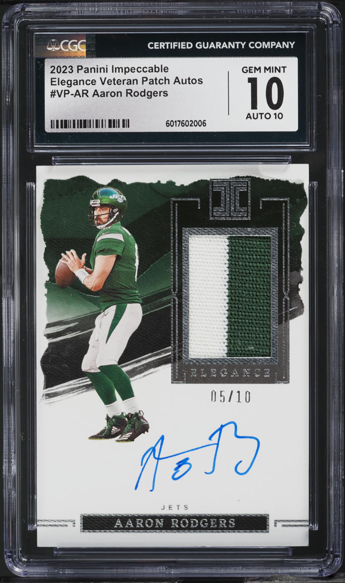 2023 Panini Impeccable Elegance Veteran Aaron Rodgers PATCH AUTO /10 CGC 10 GEM
