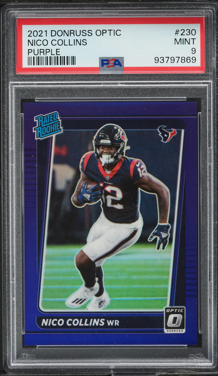 2021 Donruss Optic Purple Nico Collins ROOKIE /50 #230 PSA 9 MINT
