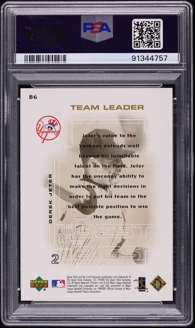 2000 UD Pros & Prospects Best In The Bigs Derek Jeter #B6 PSA 10 GEM MINT