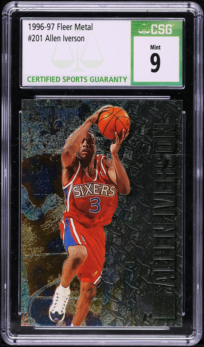 1996 Metal Basketball Allen Iverson ROOKIE #201 CSG 9 MINT