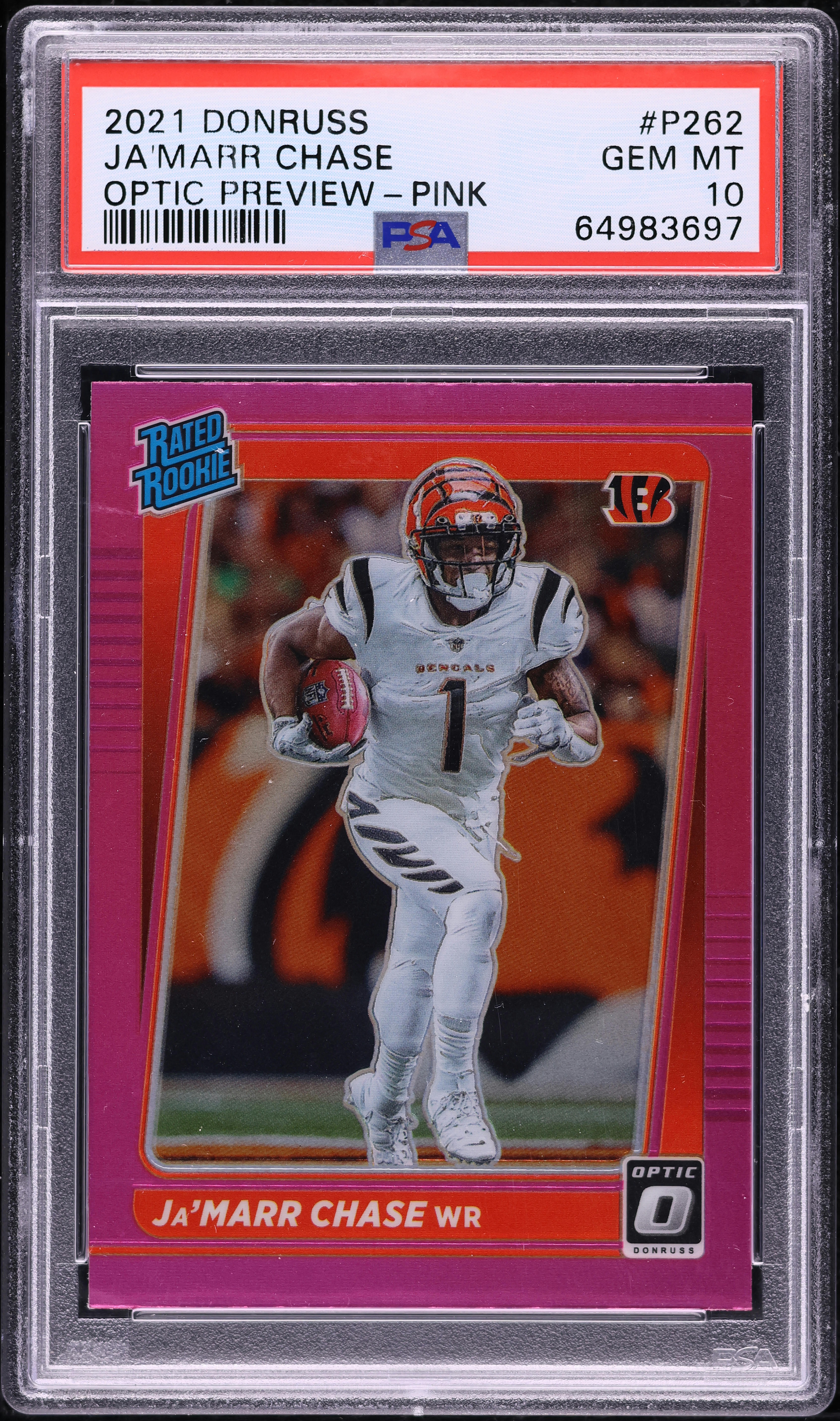 2021 Donruss Optic Preview Pink Ja'Marr Chase ROOKIE #P262 PSA 10