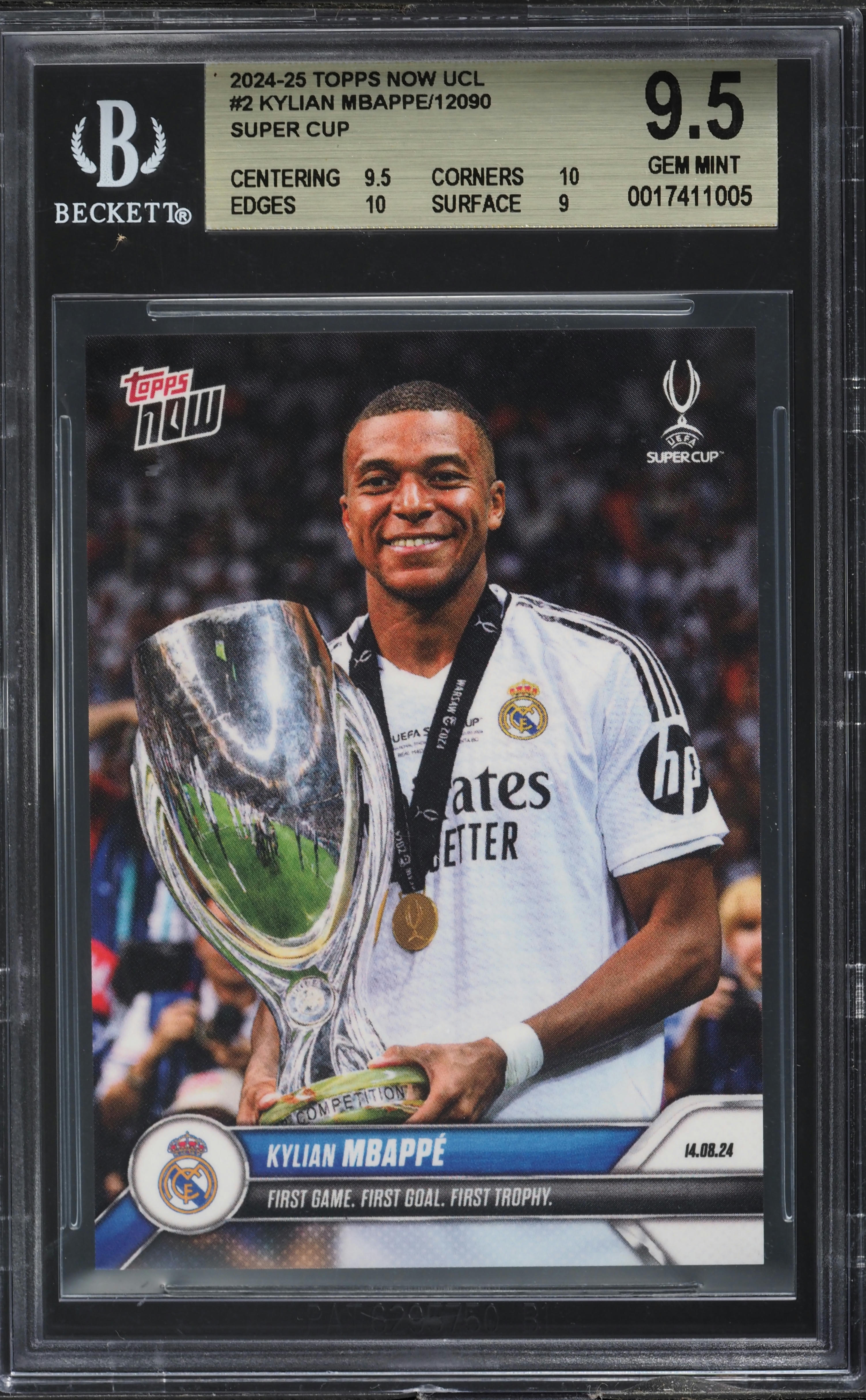 2024 Topps Now UCL Super Cup Kylian Mbappe #002 BGS 9.5 GEM MINT