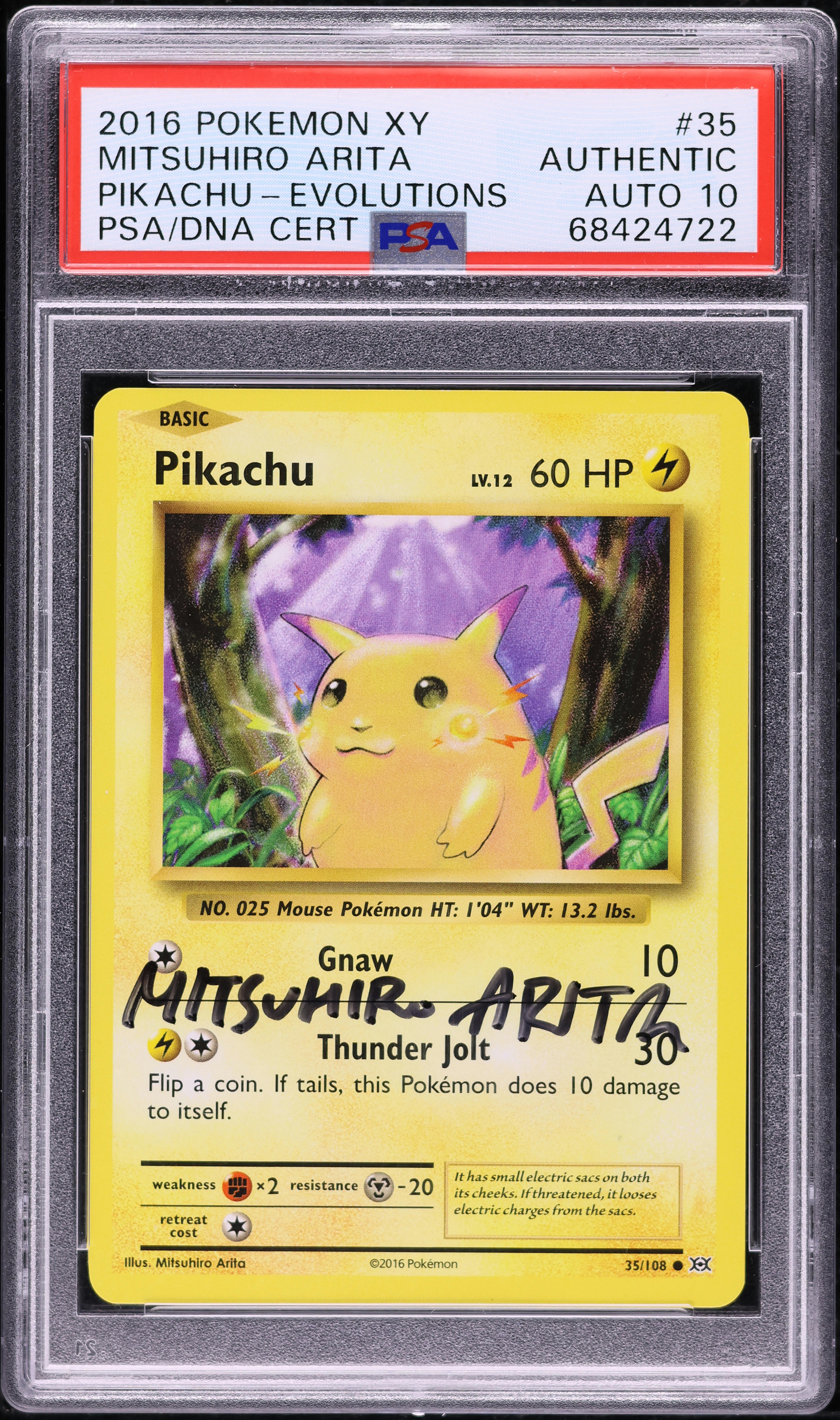 2016 Pokemon XY Evolutions Pikachu Mitsuhiro Arita AUTO DNA 10 #35