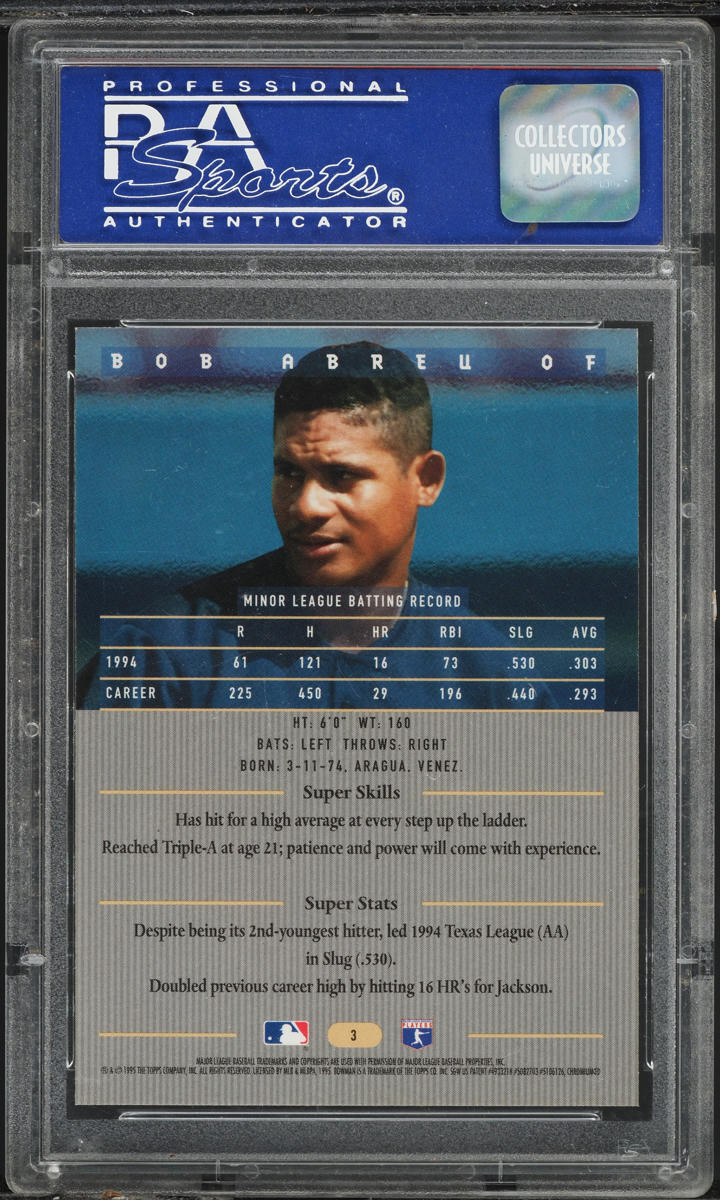 1995 Bowman's Best Blue Bob Abreu ROOKIE #3 PSA 10 GEM MINT