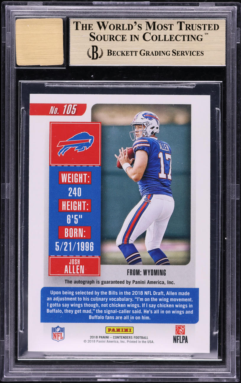 2018 Panini Contenders Cracked Ice Josh Allen ROOKIE AUTO /24 #105 BGS 9.5 GEM