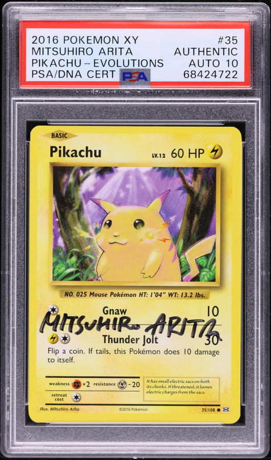2016 Pokemon XY Evolutions Pikachu Mitsuhiro Arita AUTO DNA 10 #35