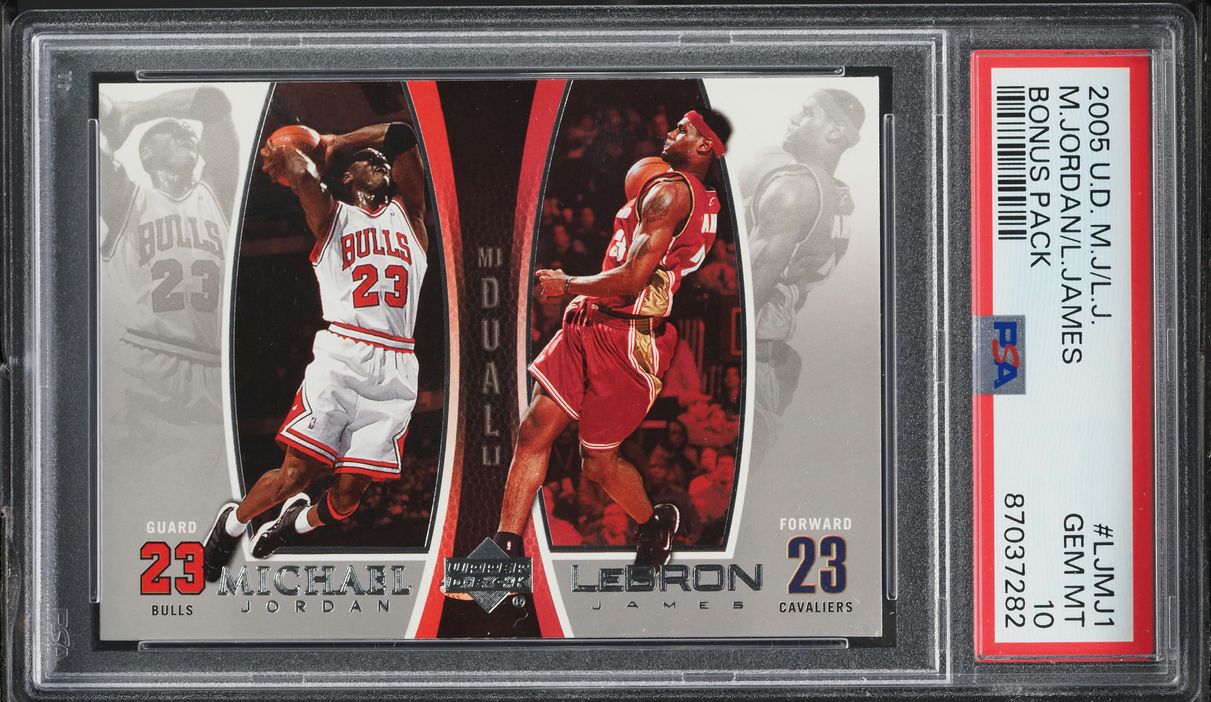 2005 Upper Deck MJ LJ Bonus Pack LeBron James & Michael Jordan #LJMJ1 PSA 10 GEM