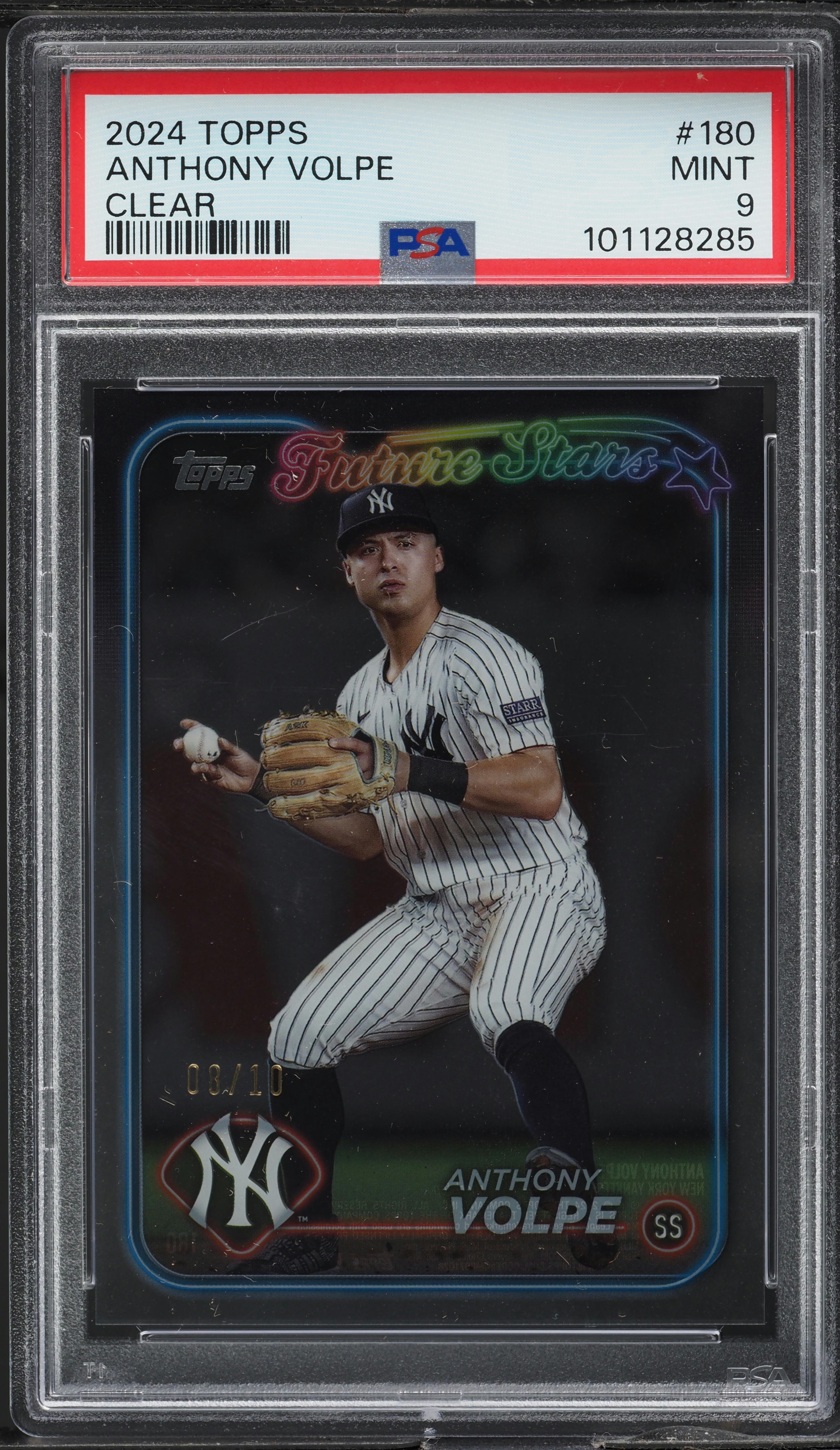 2024 Topps Clear Anthony Volpe /10 #180 PSA 9 MINT on Fanatics Collect