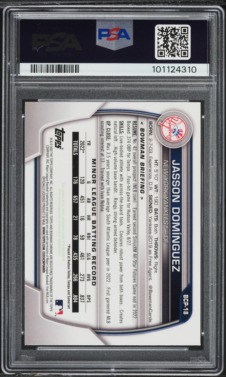 2023 Bowman Chrome Mega Box Variation Jasson Dominguez ROOKIE #18 PSA 10 GEM