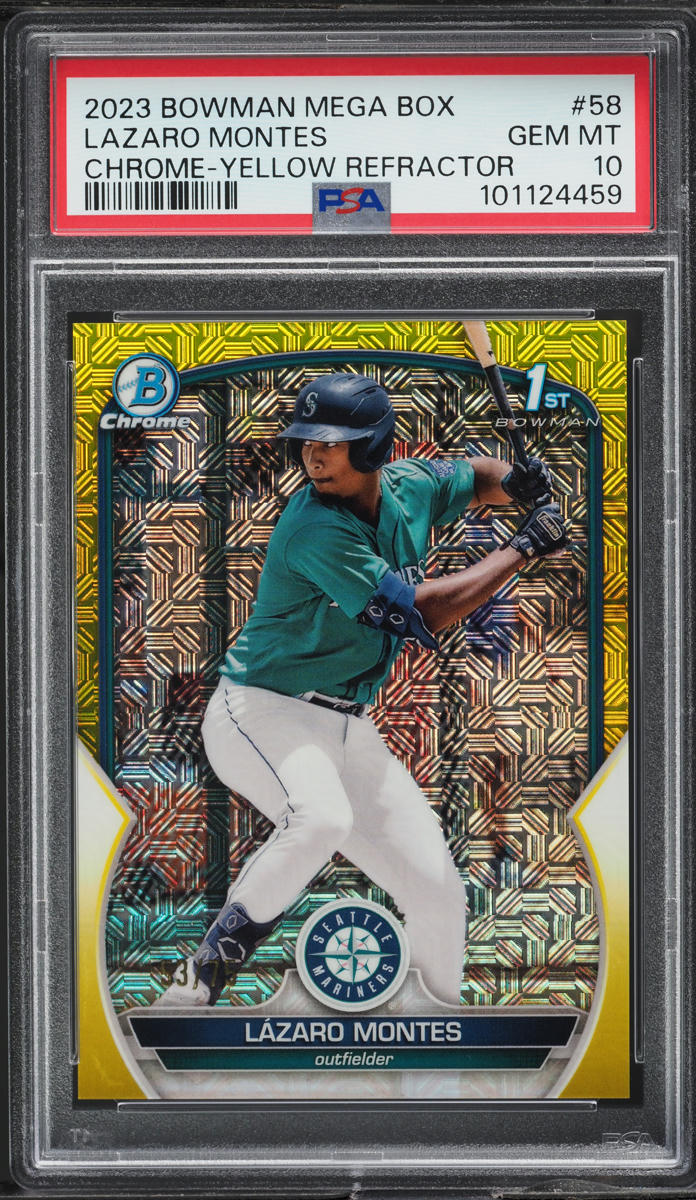 2023 Bowman Chrome Mega Box Yellow Refractor Lazaro Montes ROOKIE /75 #58 PSA 10
