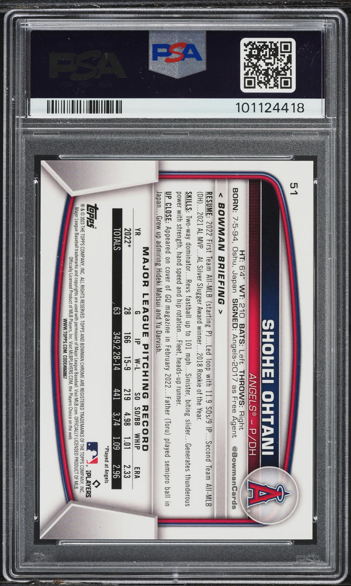 2023 Bowman Chrome Mega Box Gold Refractor Shohei Ohtani /50 #51 PSA 7 NRMT