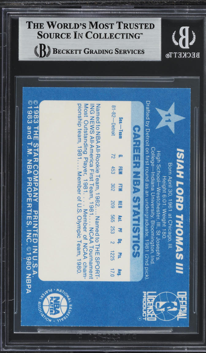 1983 Star All-Star Game Isiah Thomas ROOKIE #11 BGS 8.5 NM-MT+