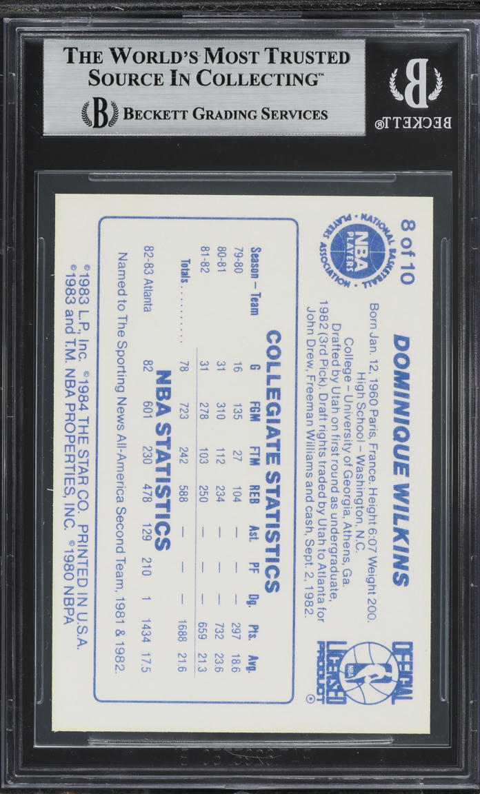 1983 Star All-Rookies Dominique Wilkins ROOKIE #8 BGS 9 MINT