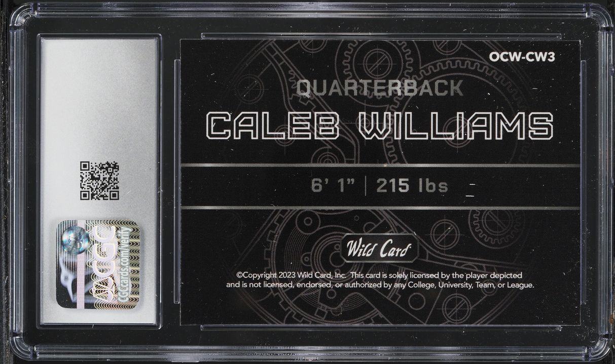 2023 Wild Card Web QB1 On The Clock Green Rainbow Foil Caleb Williams RC CGC 10