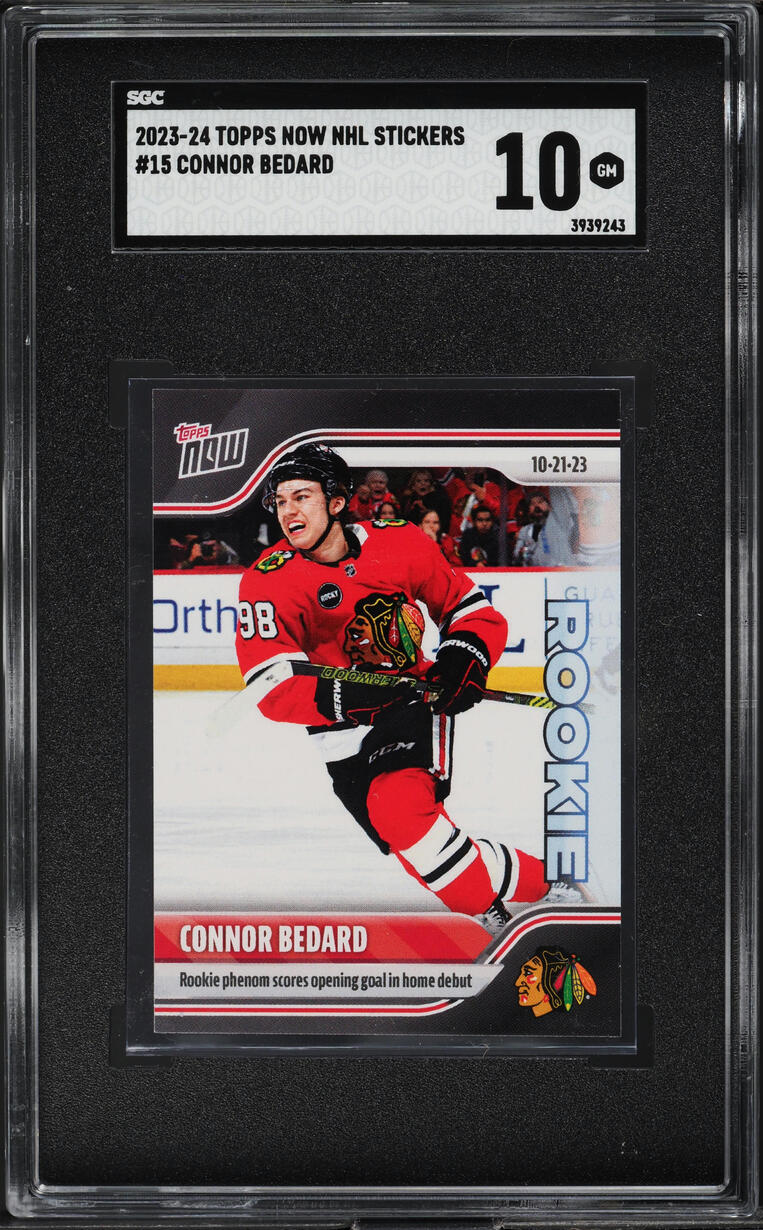 2023 Topps Now NHL Stickers Connor Bedard ROOKIE #15 SGC 10 GEM MINT