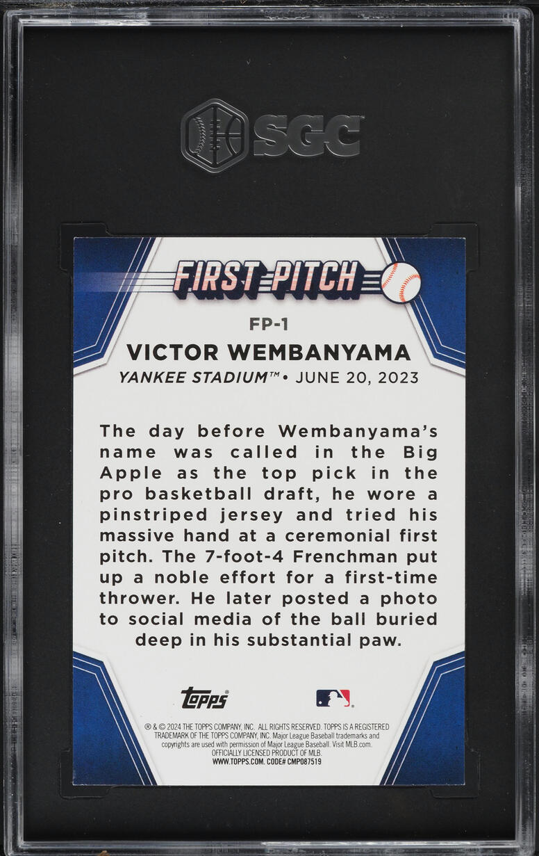 2024 Topps '23 First Pitch Victor Wembanyama #FP-1 SGC 9 MINT