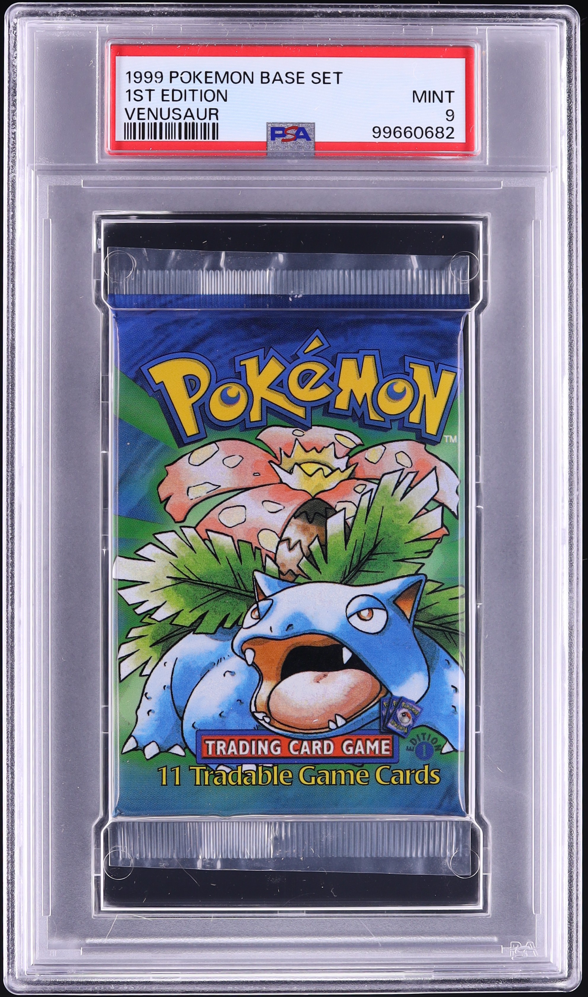 1999 Pokemon Base Set 1st Edition Foil Pack Venusaur Art PSA 9 MINT on Fanatics Collect 1999 Pokemon Base Set 1st Edition Foil Pack Venusaur Art PSA 9 MINT on Fanatics Collect