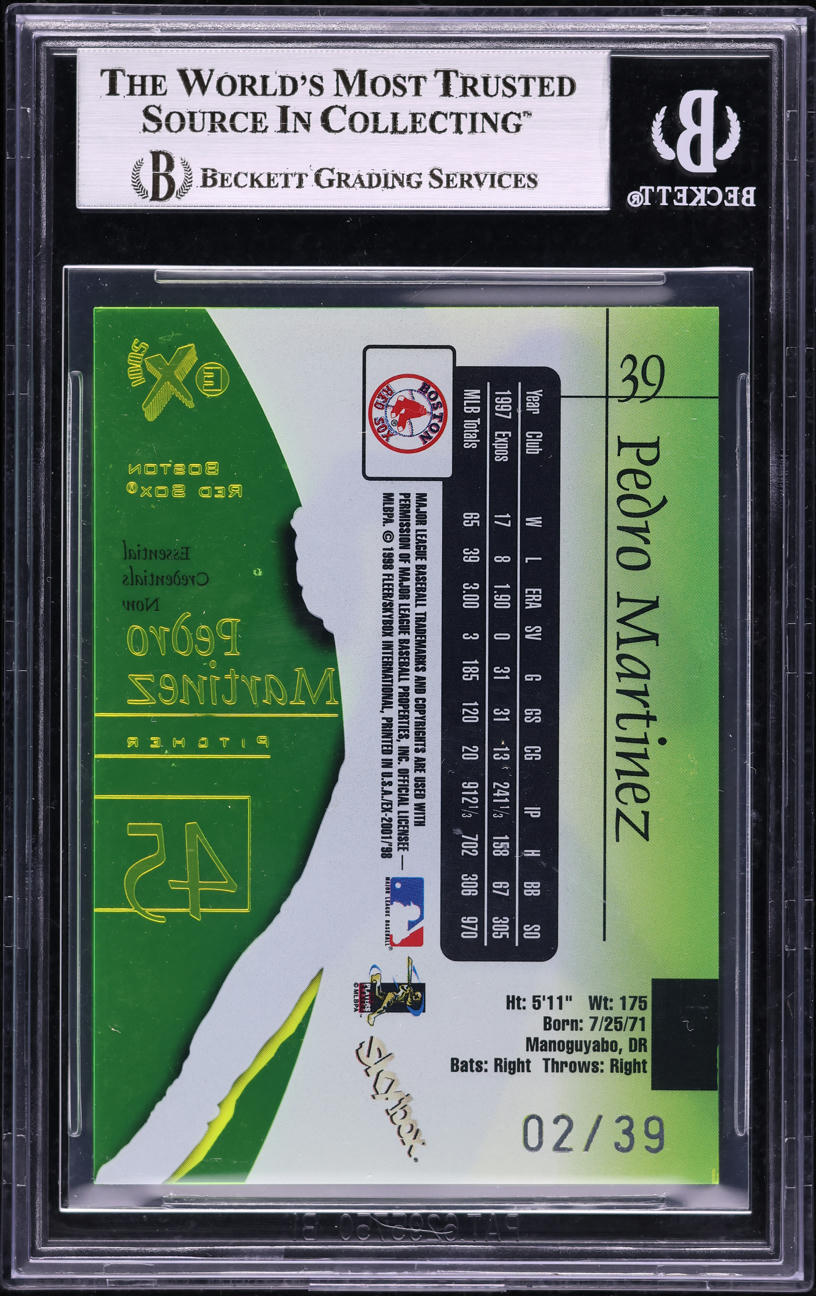 1998 Skybox E-X2001 Essential Credentials Now Pedro Martinez /39 #39 BGS 7.5 NRMT+