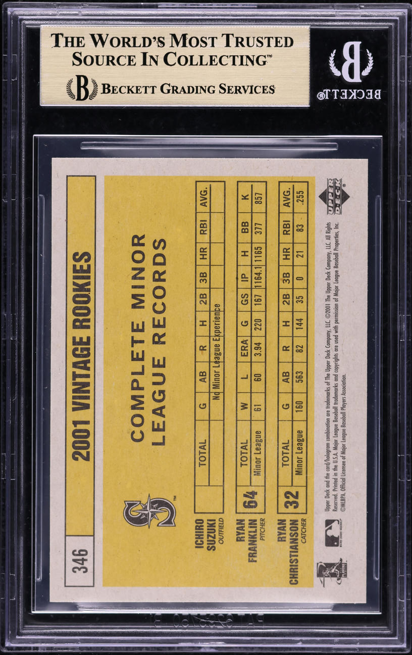 2001 Upper Deck Vintage Ichiro Suzuki ROOKIE #346 BGS 9.5 GEM MINT