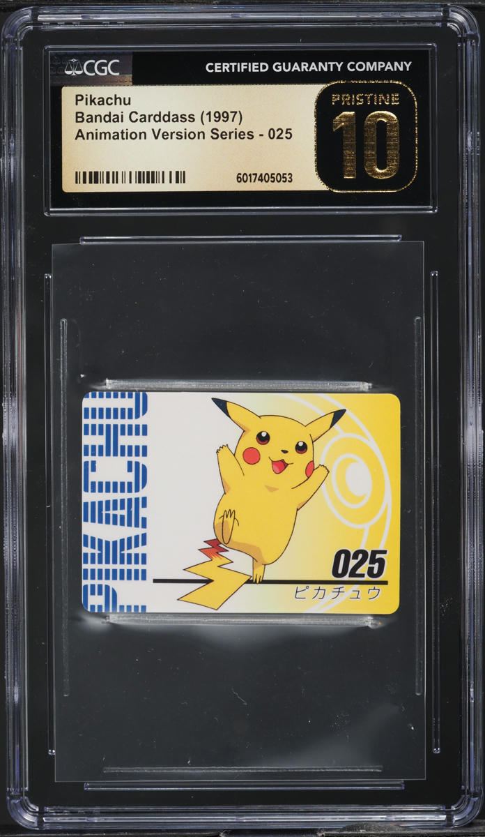 1997 Pokemon Japanese Bandai Carddass Animation Pikachu #25 CGC 10 PRISTINE