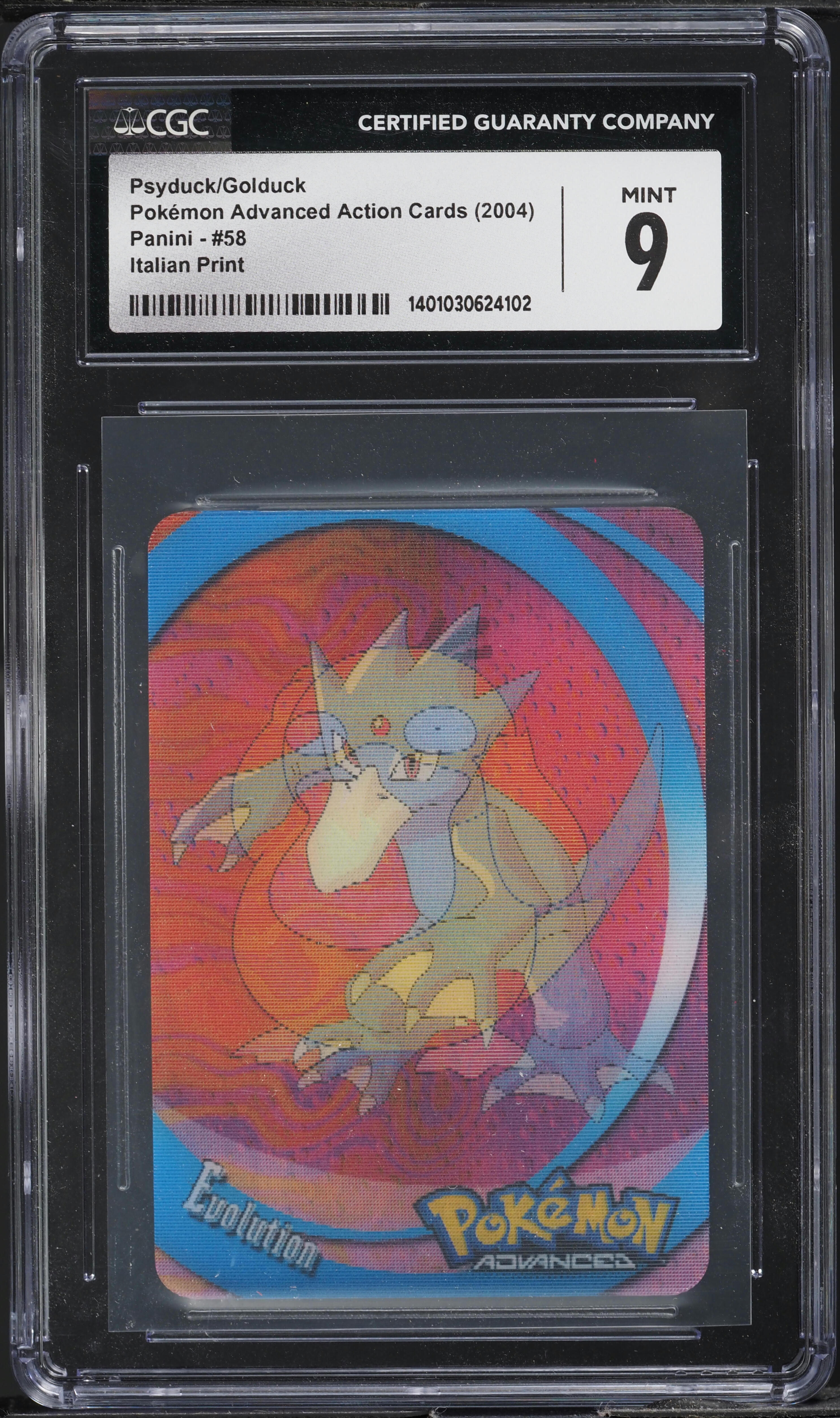 2004 Pokemon Advanced Action Cards Italian Print Psyduck Golduck #58 CGC 9 MINT on Fanatics Collect 2004 Pokemon Advanced Action Cards Italian Print Psyduck Golduck #58 CGC 9 MINT on Fanatics Collect