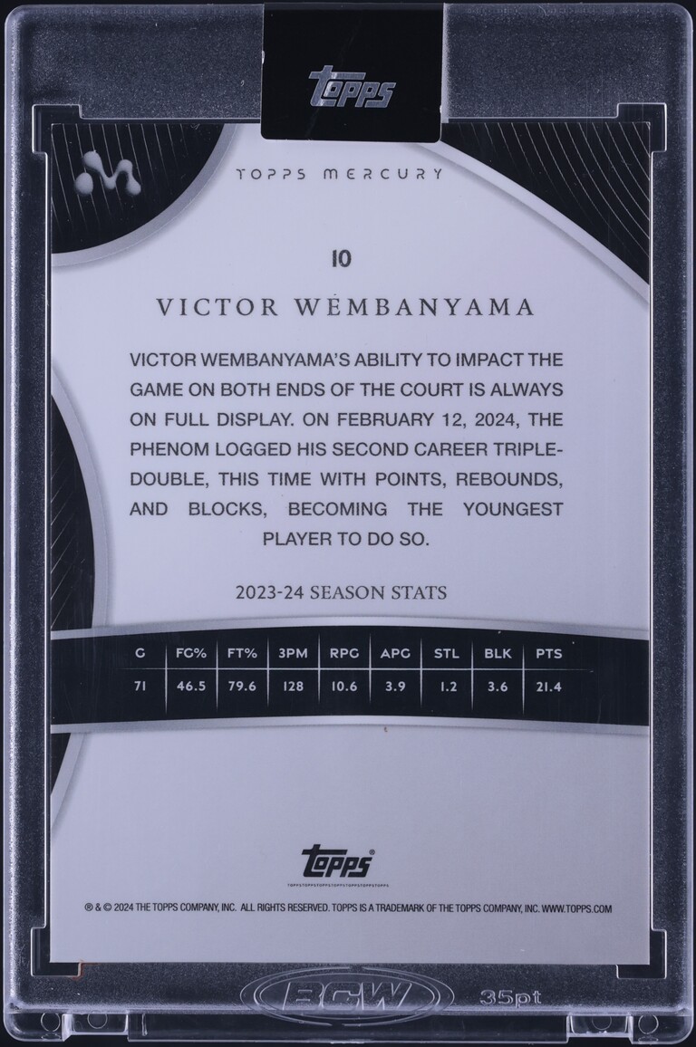 2023 Topps Mercury Blue Refractor Victor Wembanyama ROOKIE JSY # 1/75 #10