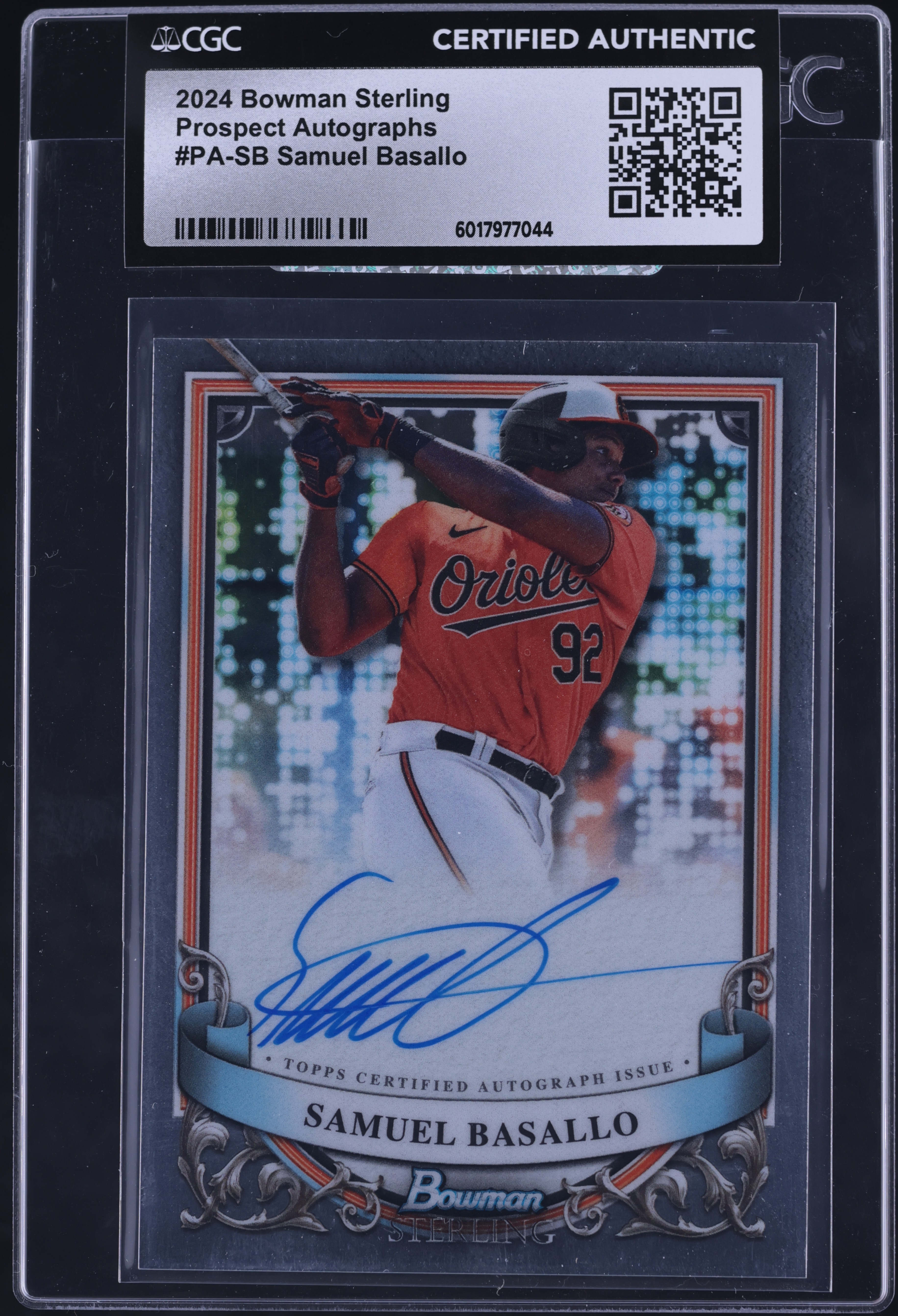 2024 Bowman Sterling Samuel Basallo PROSPECT AUTO #PA-SB CGC AUTH