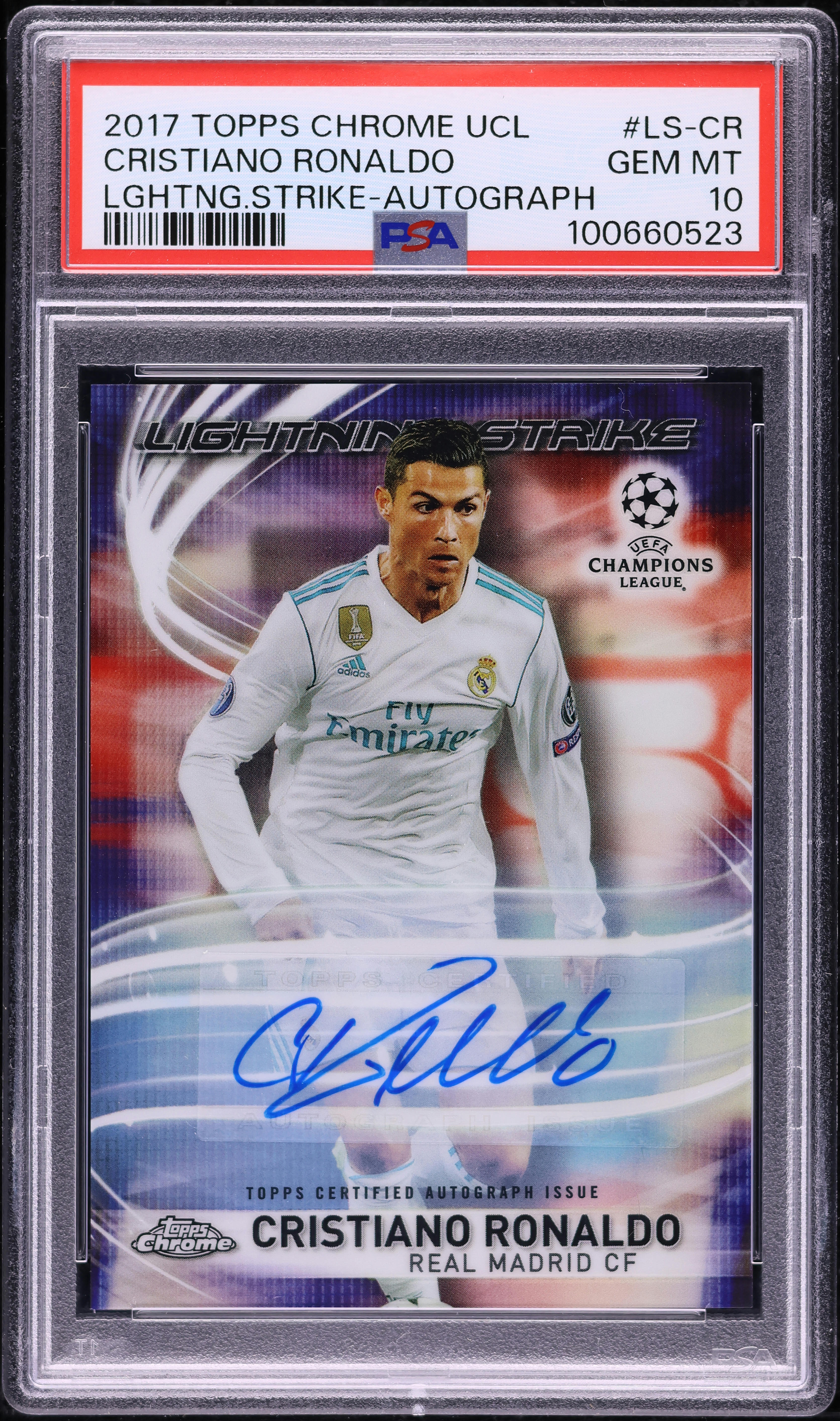 2017 Topps Chrome UEFA CL Lightning Strike Cristiano Ronaldo AUTO