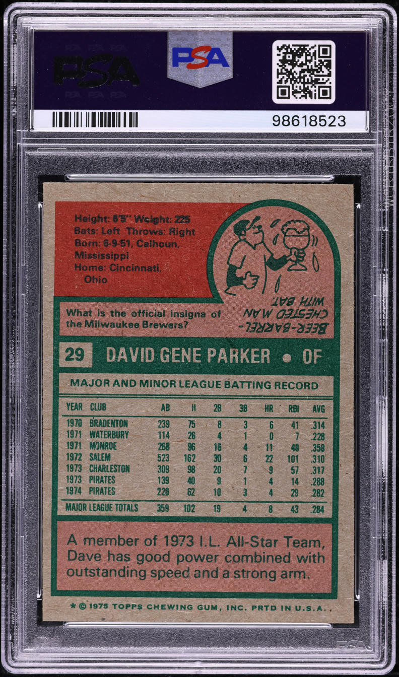 1975 Topps Dave Parker #29 PSA 8 NM-MT