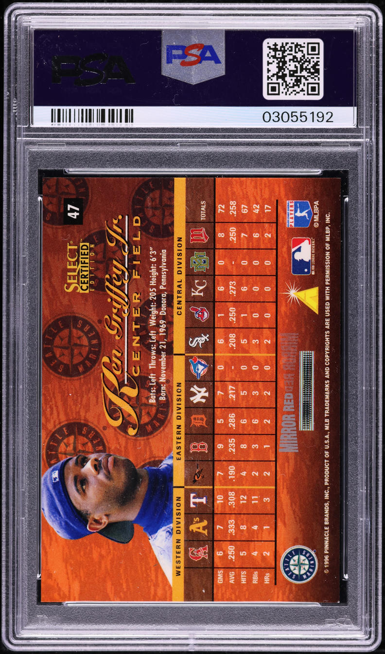 1996 Select Certified Mirror Red Ken Griffey Jr. #47 PSA 9 MINT