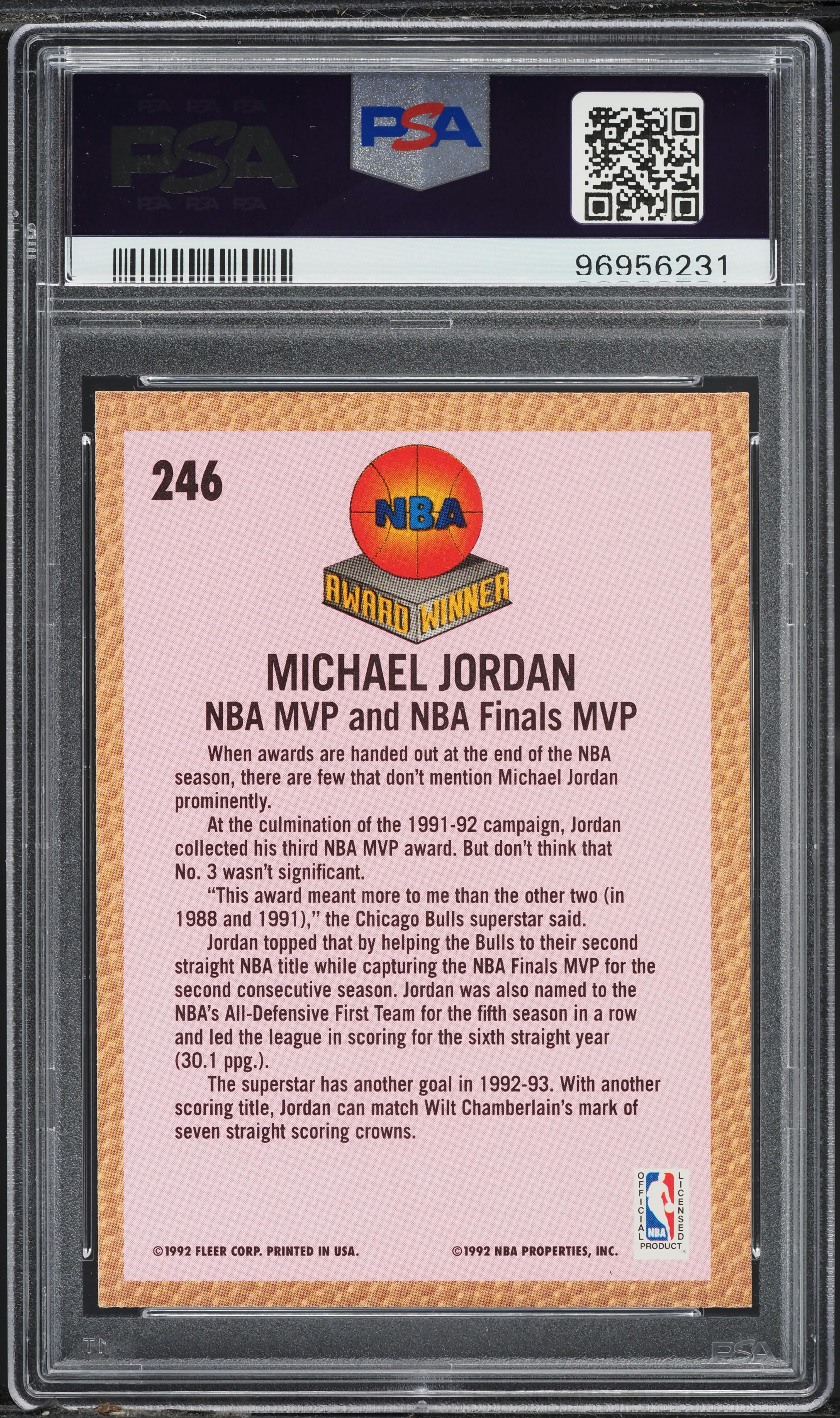 1992 Fleer Basketball Michael Jordan #246 PSA 9 MINT on Fanatics 