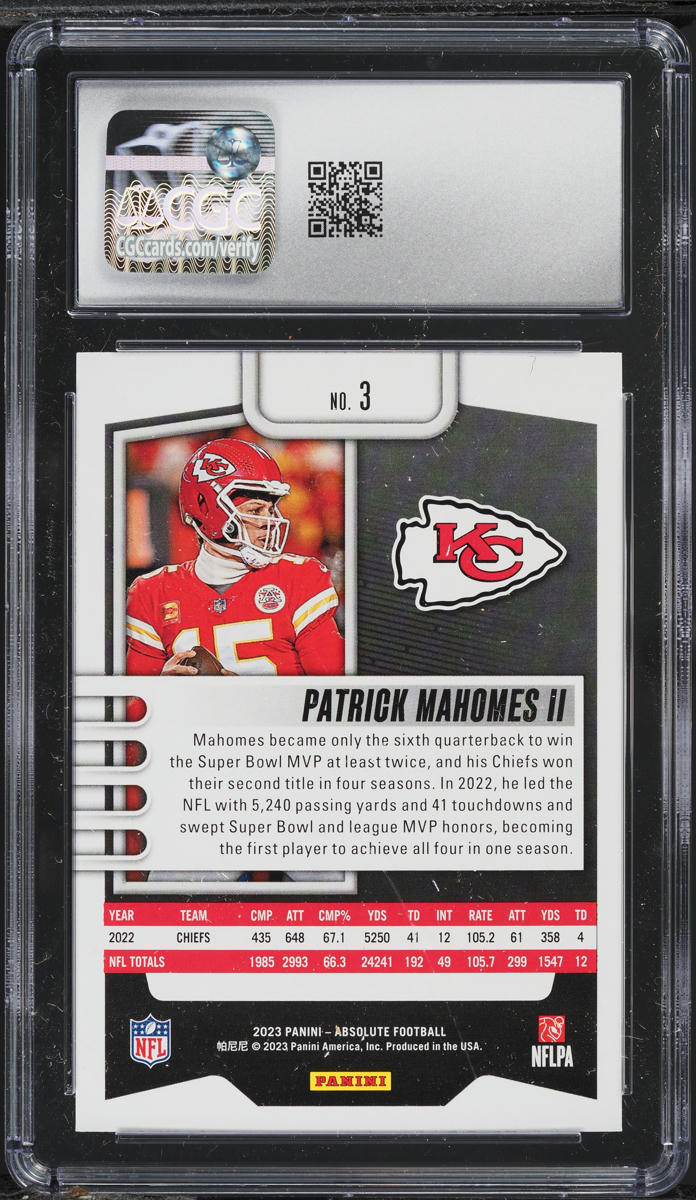 2023 Panini Absolute Patrick Mahomes II #3 CGC 10 GEM MINT