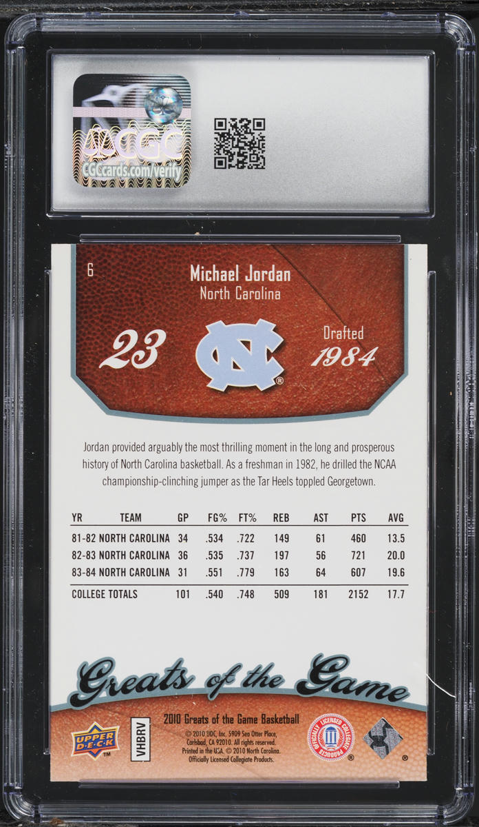 2009 Upper Deck Greats Of The Game Michael Jordan #6 CGC 9 MINT
