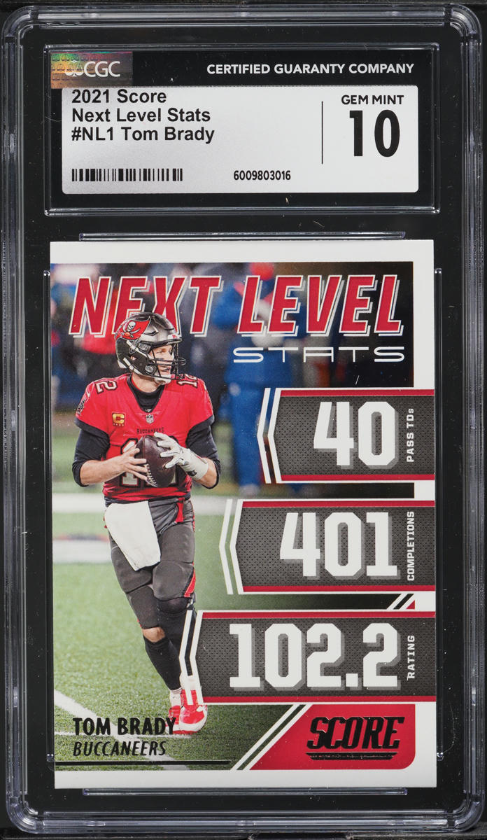 2021 Score Football Next Level Stats Tom Brady #NL1 CGC 10 GEM MINT