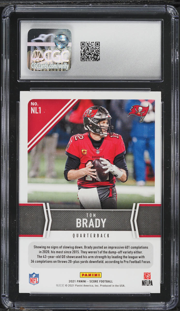 2021 Score Football Next Level Stats Tom Brady #NL1 CGC 10 GEM MINT