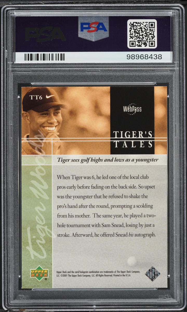 2001 Upper Deck Tiger's Tales Tiger Woods ROOKIE #TT6 PSA 8 NM-MT