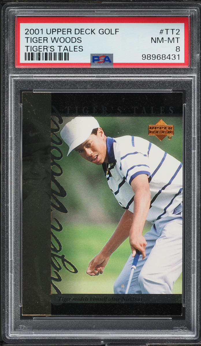 2001 Upper Deck Tiger's Tales Tiger Woods ROOKIE #TT2 PSA 8 NM-MT