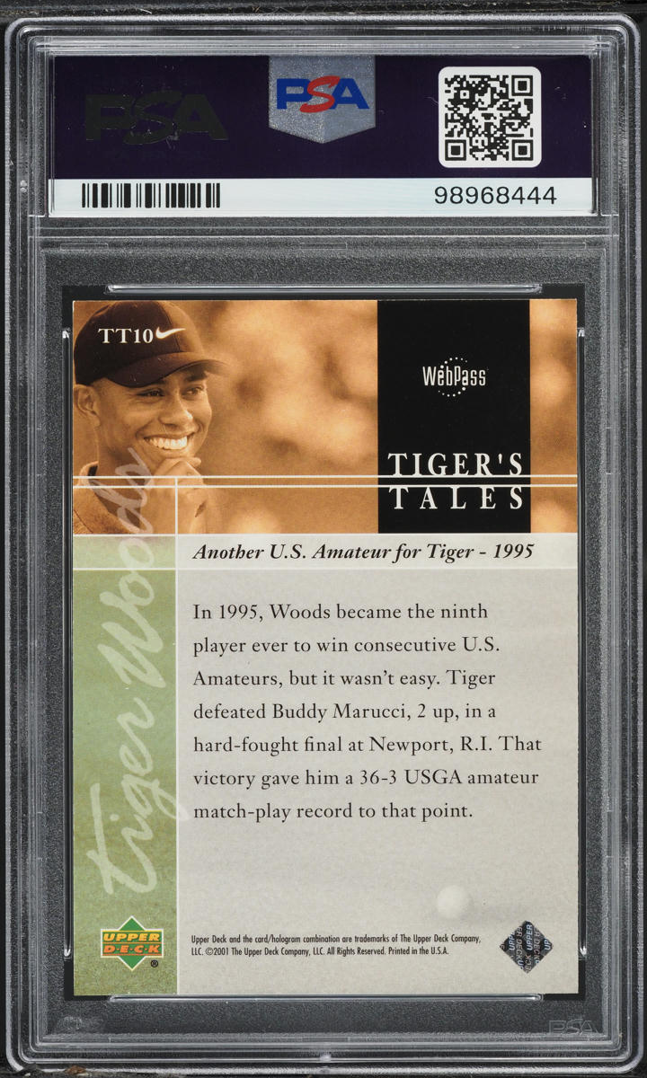 2001 Upper Deck Tiger's Tales Tiger Woods ROOKIE #TT10 PSA 8 NM-MT
