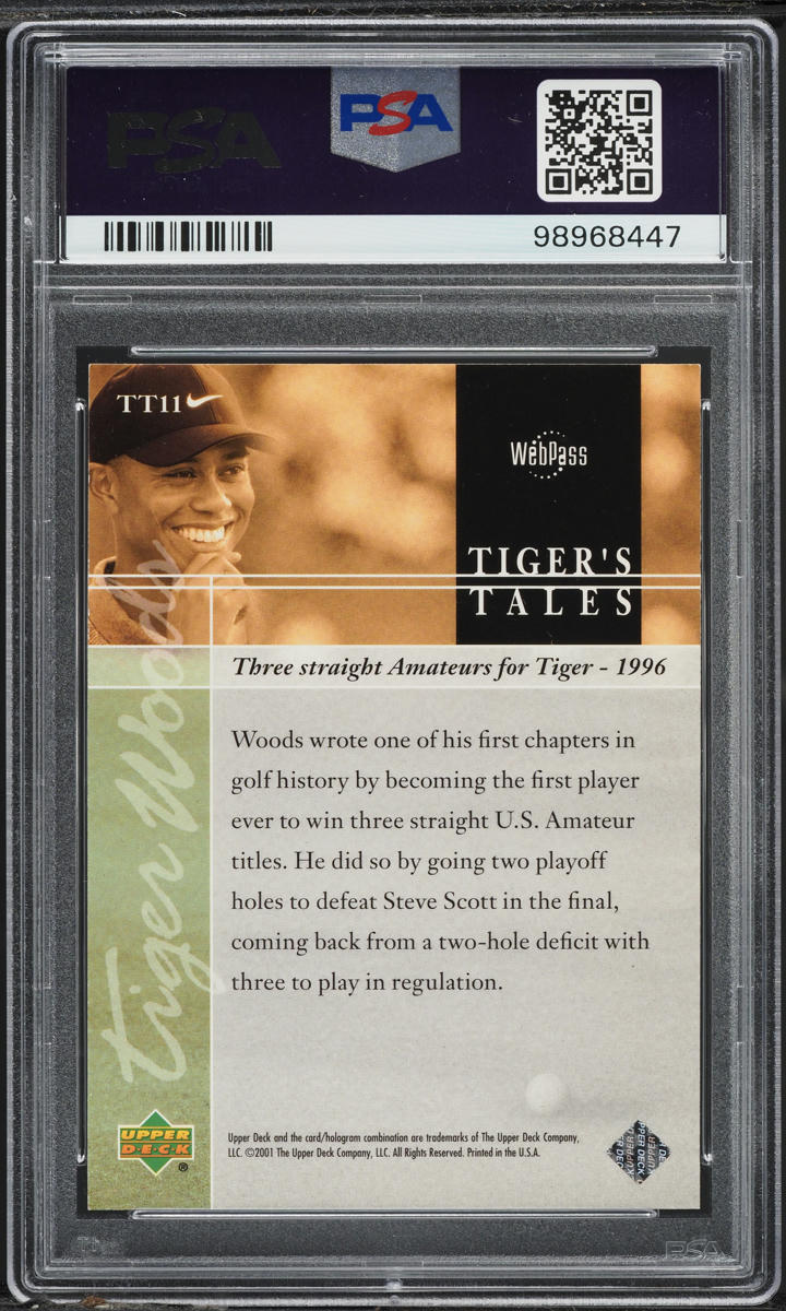 2001 Upper Deck Tiger's Tales Tiger Woods ROOKIE #TT11 PSA 8 NM-MT