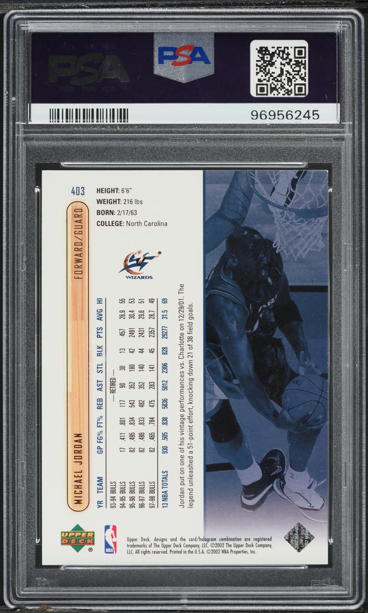 2001 Upper Deck Basketball Michael Jordan #403 PSA 9 MINT