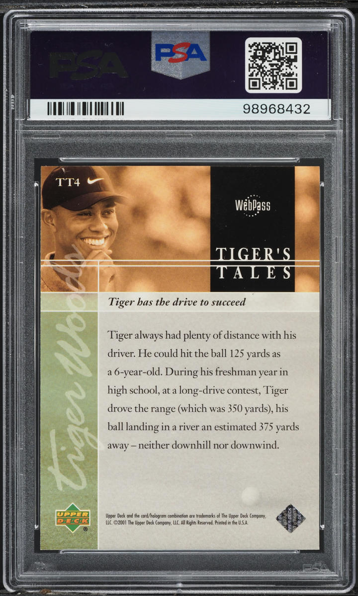 2001 Upper Deck Tiger's Tales Tiger Woods ROOKIE #TT4 PSA 9 MINT