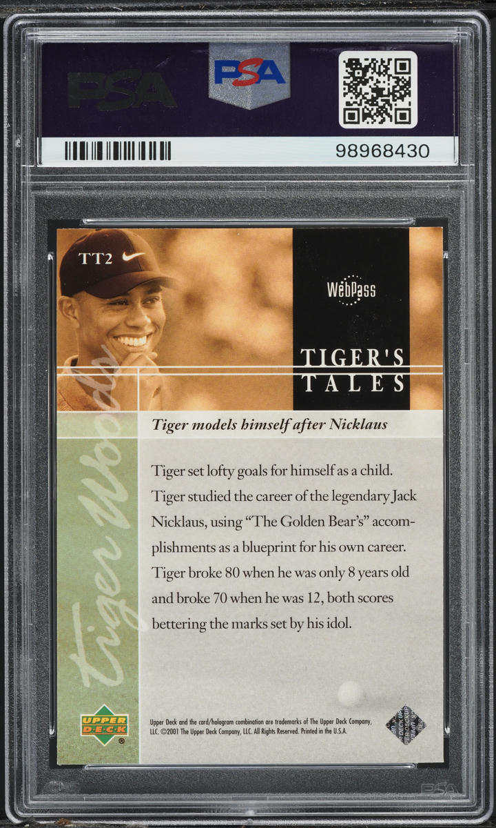 2001 Upper Deck Tiger's Tales Tiger Woods ROOKIE #TT2 PSA 9 MINT