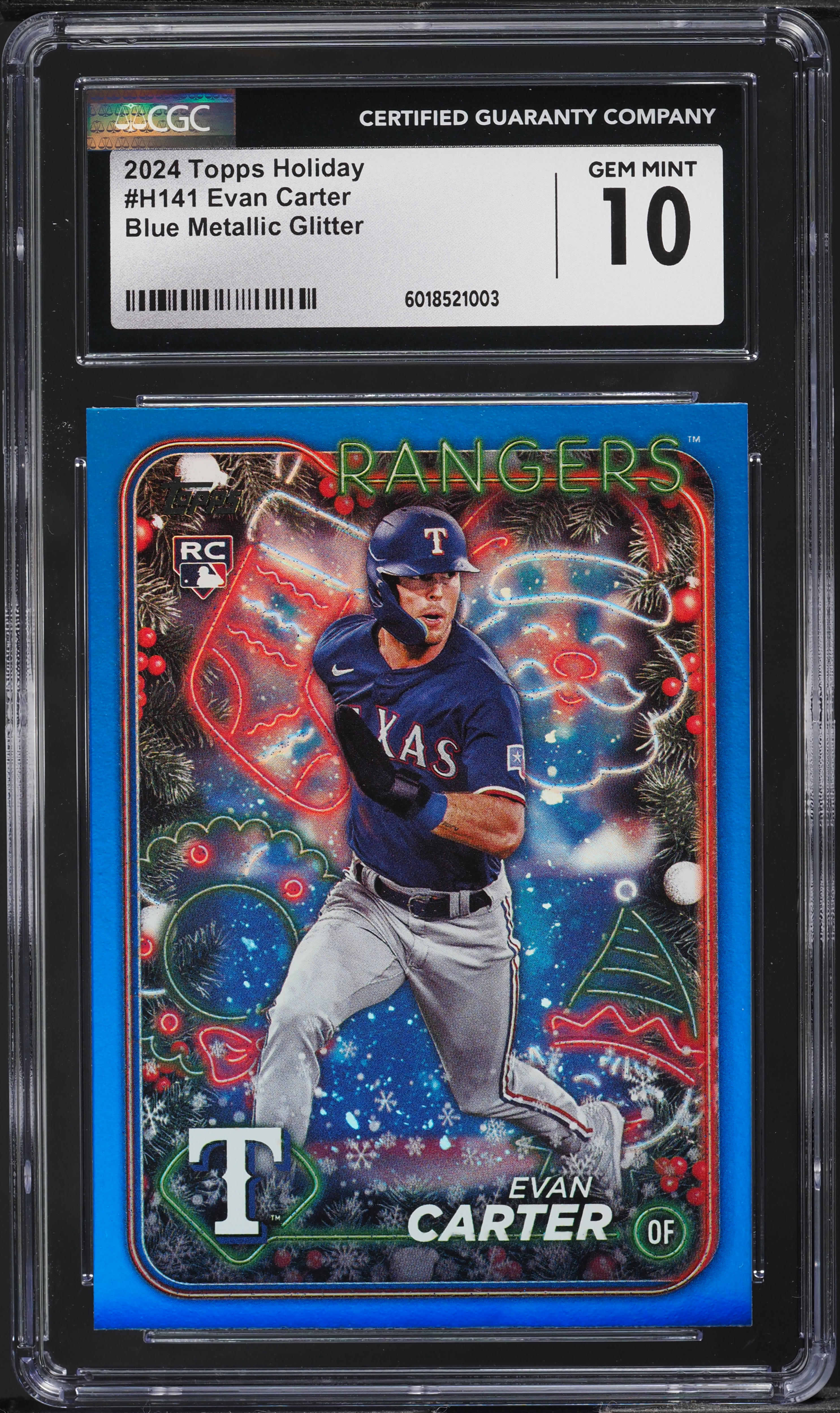 2024 Topps Holiday Blue Metallic Glitter Evan Carter ROOKIE #H141