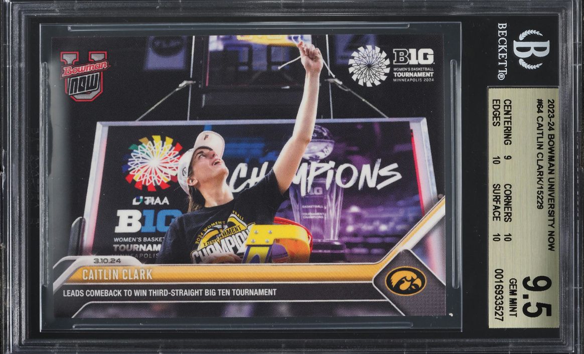 2023 Bowman University Now Caitlin Clark ROOKIE #64 BGS 9.5 GEM MINT