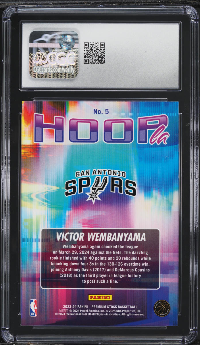 2023-24 Panini Premium Stock Hoopla Victor Wembanyama ROOKIE #5 CGC 10 GEM MINT