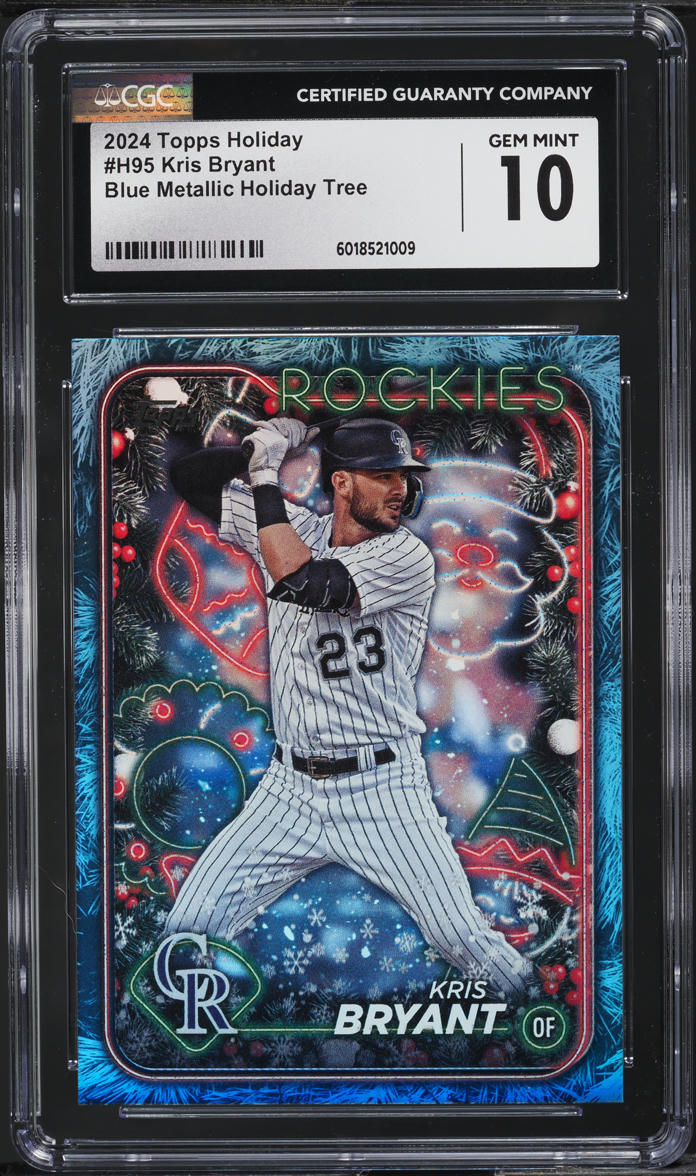2024 Topps Holiday Blue Metallic Holiday Tree Kris Bryant #H95 CGC 10 GEM MINT
