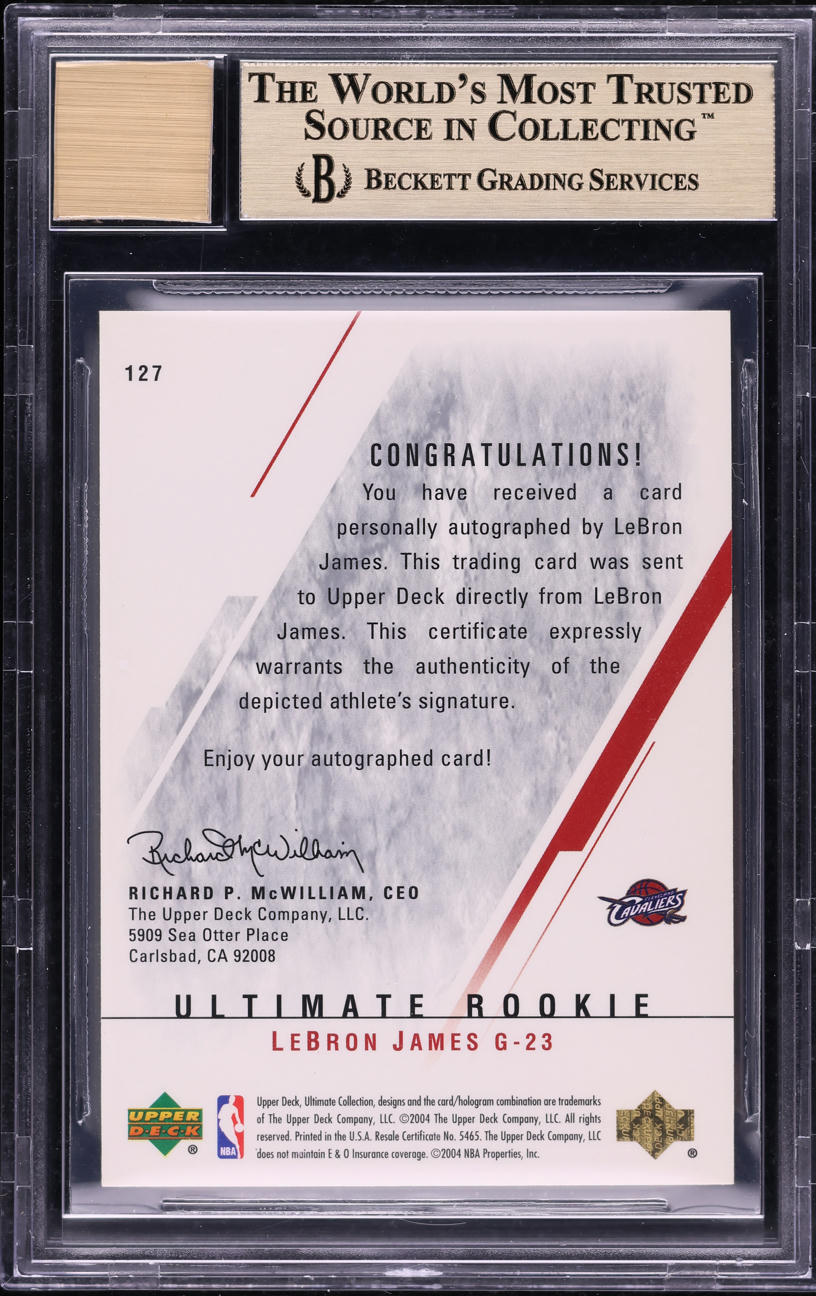 2003 Ultimate Collection LeBron James ROOKIE AUTO /250 #127 BGS 9.5 GEM MINT